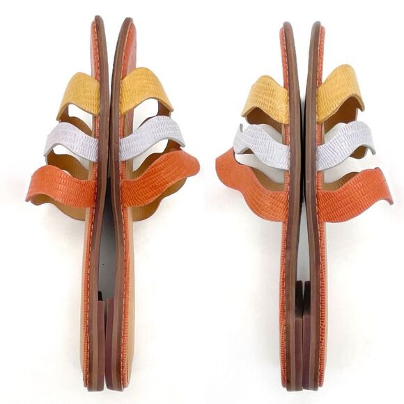 Madewell Wave Slide Sandal Size 8.5 Colorblock Leather Faded Straw Mist Multi - Picture 11 of 15